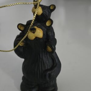 Black Bear Figurine with Gold Accents